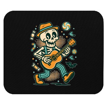 Discover Skeleton Musician with Candy and Bats Mouse Pads