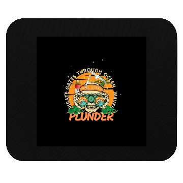 Discover Pirate Skull with Binoculars – Ocean Waves Plunder Mouse Pads
