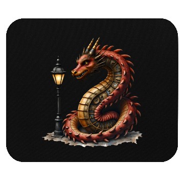 Discover Steampunk Dragon with Lamp Mouse Pads