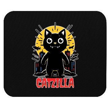 Discover Nighttime City Monster Catzilla Design Mouse Pads