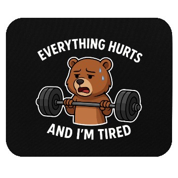 Discover Bear Lifting Weights with Sad Expression Mouse Pads