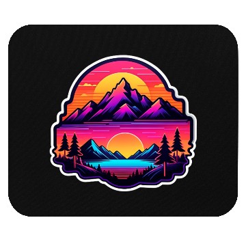 Discover Neon Mountain Sunset Landscape Mouse Pads