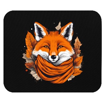Discover Autumn Fox Portrait with Scarf Mouse Pads