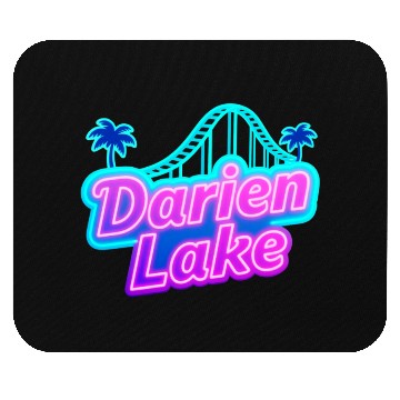 Discover Neon Daren Lake Sign with Roller Coaster and Palms Mouse Pads
