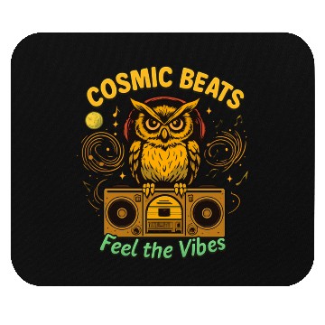Discover Cosmic Beats Retro Owl Vintage Vibes Mouse Pads