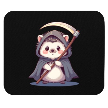Discover Cute Hooded Hedgehog with Scythe Mouse Pads
