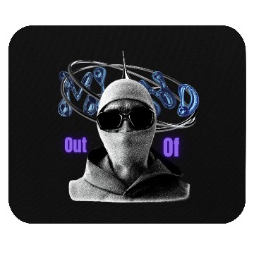 Discover Futuristic Masked Figure with Digital Halo Mouse Pads