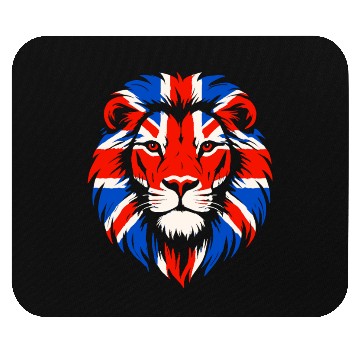 Discover Lion with British Flag Mane Mouse Pads