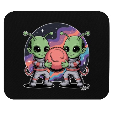 Discover Adorable Alien Friends Embrace Cosmic Unity Mouse Pads