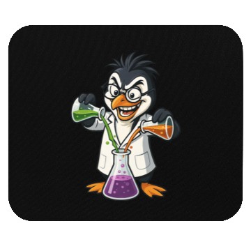 Discover Crazy Professor Penguin Chemist Nerd Experiment Mouse Pads