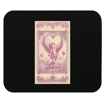 Discover Vintage Cupid Heart Illustration Mouse Pads