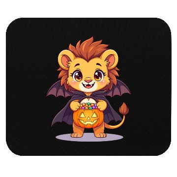 Discover Cute Halloween Lion with Bat Costume Mouse Pads