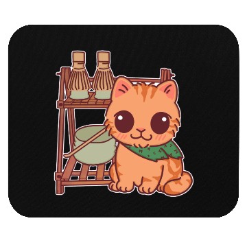 Discover Kawaii Cat at Matcha Station Mouse Pads