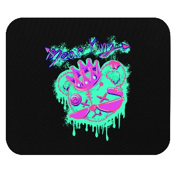 Discover Neon Teddy Bear with Crown and Sunglasses Mouse Pads