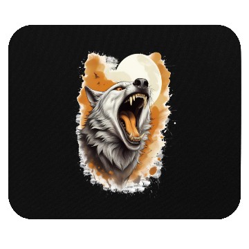 Discover Howling Wolf Under Full Moon Mouse Pads