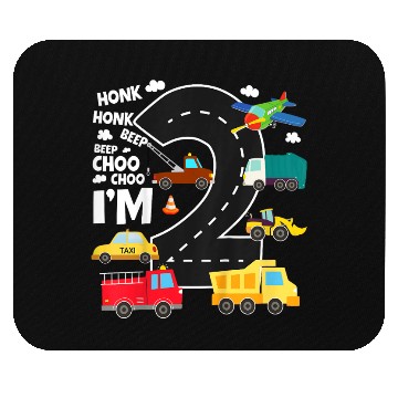 Discover Kids Birthday 2 Traffic Vehicles Number Two Design Mouse Pads