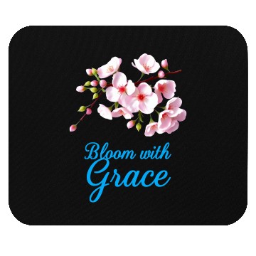 Discover Cherry Blossom Bloom with Grace Text Mouse Pads