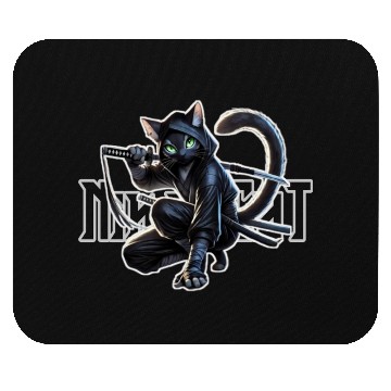 Discover Stealthy Black Cat Ninjutsu Design Mouse Pads