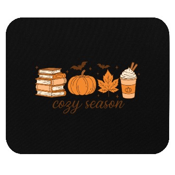 Discover Cozy Season Pumpkin Latte Halloween Books & Leaves Mouse Pads