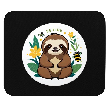 Discover Adorable Sloth with Bee and Flower Motif Mouse Pads
