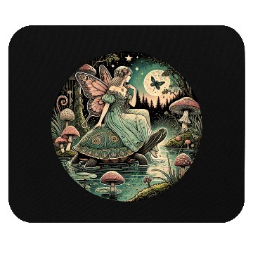 Discover Fairy Queen Rides Tortoise Under Moon Mouse Pads