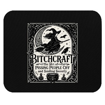 Discover Witch Flying on Broomstick with Crows Mouse Pads
