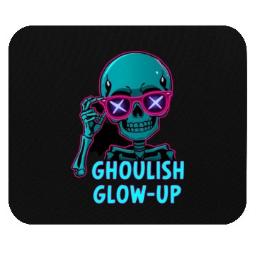 Discover Neon Skeleton with Ghoulish Glow-Up Mouse Pads