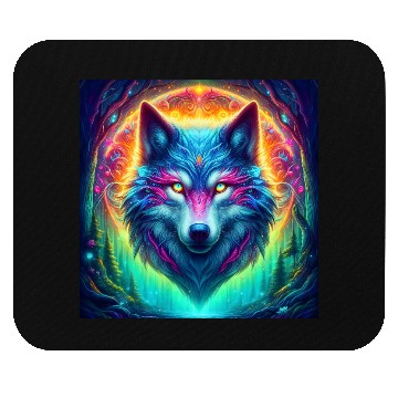 Discover Mystic Luminescent Wolf Artwork Mouse Pads