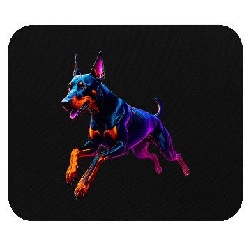 Discover Neon Doberman Running Illustration Mouse Pads