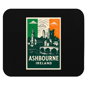 Discover Irish Villagescape with Castle and Church Mouse Pads