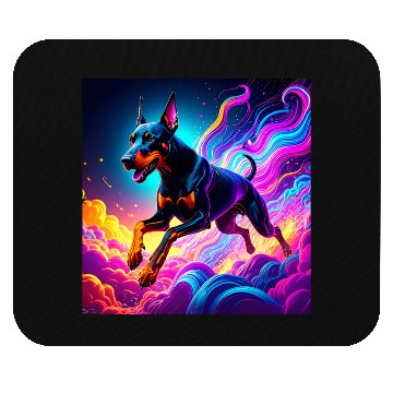 Discover Neon Doberman Illustration Mouse Pads