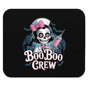 Discover Gothic Nurse Skeleton with BooBoo Crew Text Mouse Pads