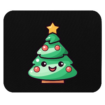 Discover Kawaii Christmas Tree Illustration Mouse Pads