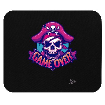 Discover Pirate Skull with Eye Patch and Game Over Banner Mouse Pads