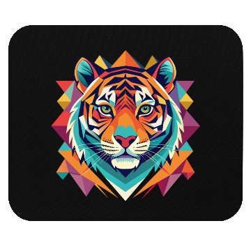 Discover Colorful Geometric Tiger Portrait Mouse Pads