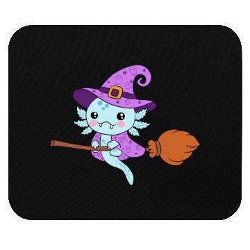 Discover Cute Halloween Witch axolotl Design Mouse Pads
