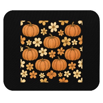 Discover Autumn Pumpkin and Flower Pattern Mouse Pads