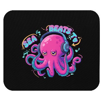 Discover Music Loving Octopus in Vibrant Neon Style Mouse Pads