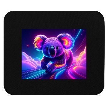 Discover Neon Koala in Cosmic Dreamscape Mouse Pads