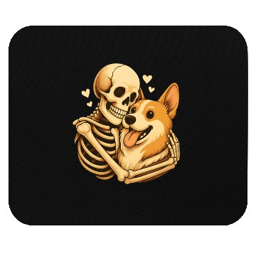 Discover Halloween Skeleton Hugging Corgi Dog Mouse Pads