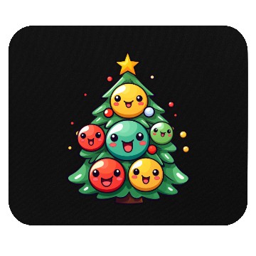 Discover Kawaii Christmas Tree with Chibi Ornaments Mouse Pads