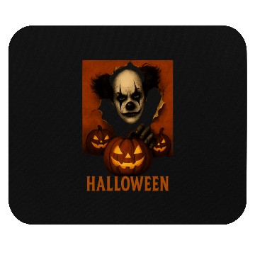 Discover Eerie Clown with Jack-O-Lantern Pumpkins Mouse Pads