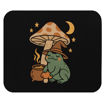 Discover Witch Frog with Mushroom and Night Sky Mouse Pads