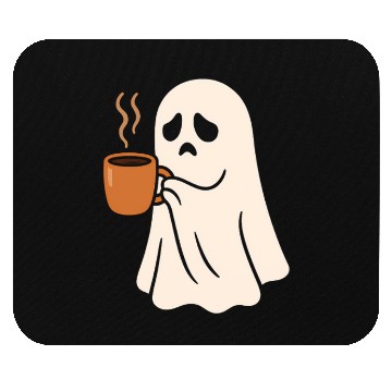 Discover Spooky Ghost with Coffee Mug Design Mouse Pads