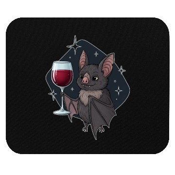 Discover Charming Bat with Wine Glass Illustration Mouse Pads
