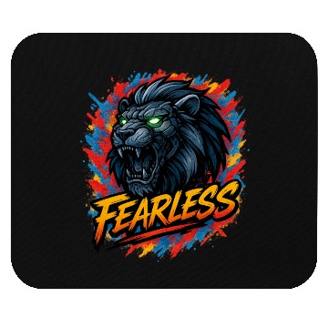 Discover Fearless Lion with Neon Eyes Design Mouse Pads