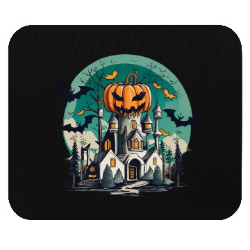Discover Haunted Pumpkin Castle Halloween Design Mouse Pads