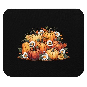 Discover Autumn Pumpkin and Daisy Ensemble Mouse Pads