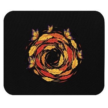 Discover Autumn Leaves and Butterfly Spiral Mouse Pads