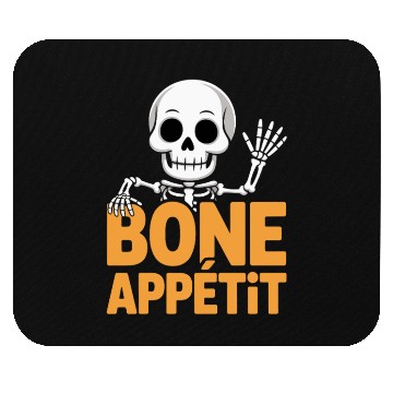 Discover Halloween Skeleton with Bone Appétit Text Mouse Pads